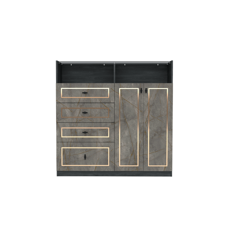 ตู้ลิ้นชัก 4 ลิ้นชัก WISDOM DESIGN FURNITURE GDW-121 120 ซม. สีแอชเกรย์/บราวน์มาร์เบิ้ล